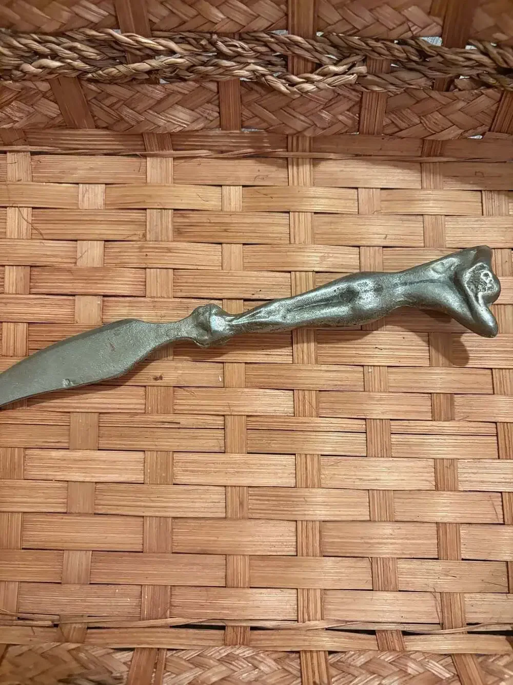 Vintage Metal Nude Female Figurine Letter Opener Art Deco Style